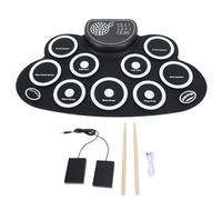 Set di pad elettronici per batteria a rotolo, kit di batteria elettrica ricaricabile in silicone con altoparlante integrato e doppio pedale, ideale per la pratica e i principianti
