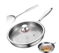 Set Di Padella Non Bastonato - Frittata In Acciaio In Titanio, Padella Da Cucina Con Coperchio | Pacchetto Strumento Di Cottura Spatola Resistente, Calore Per La Cottura Della Bistecca Per Pancake Con