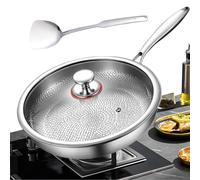 Set Di Padella Non Bastonato - Frittata In Acciaio In Titanio, Padella Da Cucina Con Coperchio | Pacchetto Strumento Di Cottura Spatola Resistente, Calore Per La Cottura Della Bistecca Per Pancake Con