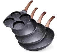 Set di padelle in granito 20/24/28 cm + padella per uova 4 pezzi. BLACK&WOOD