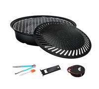 Set di padelle per barbecue, piastra da campeggio, antiaderente, con pinze in metallo resistenti al calore, materiale robusto, facile da pulire, versatile per cucinare, rivestimento in pietra
