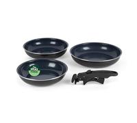 Set di padelle Russell Hobbs Smart Clip 3 pezzi - Rivestimento antiaderente, padelle da 20, 24 e 28 cm, manico removibile a clip, impilabili, senza PFOA, omelette, adatte al forno