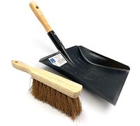 Set di pala e spazzola per carbone in metallo resistente, paletta larga 22,9 cm con spazzola morbida per caminetto, grande paletta da giardino o paletta per carbone per raccogliere facilmente carbone,