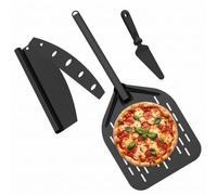 Set di paletta per pizza perforata, 30,5 cm, per girare e trasportare la | Pala per pizza perforata con dispositivo di taglio + spatola triangolare per cuocere e travasare la pizza