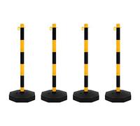 Set di paletti a catena con catena in plastica da 10 m, 4 pali in PE, altezza 90 cm, giallo-nero, con base riempibile, per barriera parcheggio, cantiere, sicurezza stradale