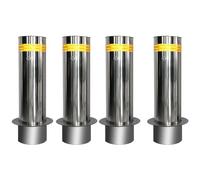 Set di paletti di sicurezza in acciaio inox, per parcheggio a terra e vialetto Ber (4 pezzi, giallo) per controllo del traffico e sicurezza in aree sensibili