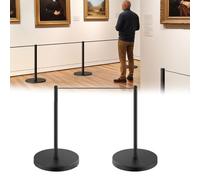 Set di paletti museali a profilo ribassato - Paletto per controllo folla da 17,7" con cordone elastico retrattile da 16,4 ft, montaggio a connessione rapida per gallerie e mostre(Black,2PCS)