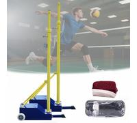 Set di pali da badminton da pallavolo con altezza regolabile, ruote, base stabile per cortile, adulti, bambini
