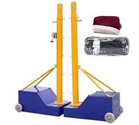 Set di pali da badminton e pallavolo regolabili, altezza 1,6-2,1 m, include rete da 6,1 m, tenditore a manovella, per spiaggia, parco, palestra