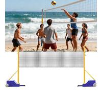 Set di pali da badminton regolabili da 1,6 a 2,1 m di altezza, include rete da badminton da 6,1 m e rete da pallavolo da 7,1 m, per cortile, spiaggia, parco