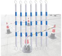 Set di pali for barricate telescopiche di sicurezza - Barre a cono da traffico multicolore da 9 pezzi for il controllo della folla e la sicurezza stradale(Blue-white,6 pcs)