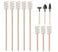 Set di pali per piante in rame per elettrocoltura, antenne da giardino da 6/8 pezzi per una crescita più rapida, resistenza alle malattie e resa maggiore (8 pezzi+3 piccoli strumenti)