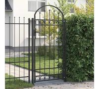 Set di pali per recinzione per esterni, in acciaio grigio, chiudibili, con parte superiore bombata e superficie verniciata a polvere, per giardino o terrazza