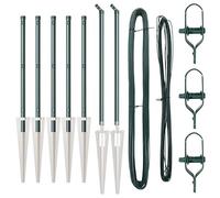 Set di pali per recinzioni, 7 pezzi, verde, Ø 32 mm, 60 cm, in metallo, robusti bordi da giardino per aiuole, sentieri e confini di terreni, durevoli e resistenti alle intemperie