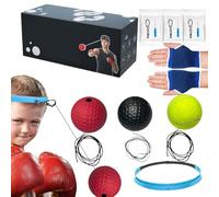 Set di palle per riflessi da boxe, palla da boxe con fascia - Gioco con la palla da per bambini,Palla da per allenamento di per principianti per abilità di combattimento, velocità di pu