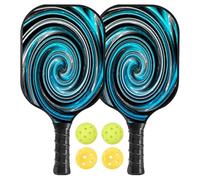 Set di pallet da palla, set di racchette da palla, 2 pale leggere con 4 palline, pallet in fibra di carbonio con borsa per il trasporto per uomini, donne, bambini, adulti, presa comoda