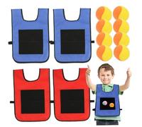 Set di palline adesive per Dodgeball - 8 palloni sportivi e 4 giubbotti con cinghie, gioco interattivo con bersagli da lancio per bambini all'aperto