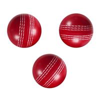 Set di palline da cricket rosse in poliuretano giocattolo a pressione, 6,3 cm, morbida con cuciture bianche, 3 pezzi, ideale per allenamento o divertimento in famiglia