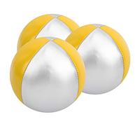 Set di palline da giocoliere in pelle PU di alta qualità, morbide e confortevoli, per interni ed esterni, per il tempo libero, sport, intrattenimento, spettacoli professionali, 3 (giallo/argento)