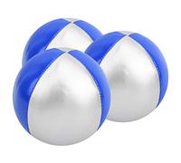 Set di palline da giocoliere in pelle PU di alta qualità, morbide e confortevoli, per interni ed esterni, per il tempo libero, sport, intrattenimento, spettacoli professionali, 3 (blu/argento)