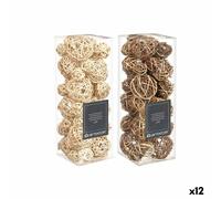 Set di Palline Decorative Gift Decor Bianco Marrone 10 x 30 x 10 cm [12 Unità