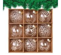 Set Di Palline Di Natale Da 9 Pezzi - Ornamenti In PET Trasparente Da 3,15 Pollici | Palline Infrangibili Dipinte A Forma Di Globo Per L'albero Delle Vacanze Decorazione Del Festival Invernale