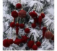Set di palline di Natale in schiuma leggera con 24 pezzi da appendere agli alberi, per Natale, matrimoni, feste e decorazioni tutto l'anno (rosso)