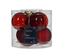 Set di palline di Natale in vetro, 6 cm x 6 pezzi, colore: rosso scuro