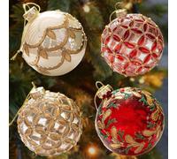 Set di palline di Natale in vetro, trasparenti, da appendere ai rami degli alberi e decorazioni stagionali per le vacanze, tra cui matrimoni e feste (ABCDStyle)