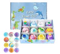 Set di Palline Doccia per Bambini,12 Pezzi a Tema Animali Marini Ipoallergenici | Set di Palline da Bagno Naturali per Bambini - per Gite in Piscina e Spiaggia