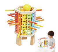 Set di palline e bastoncini di legno, set di dadi in legno, gioco di caduta della palla, giocattolo di conteggio per lo sviluppo cognitivo, gioco di viaggio, gioco di abilità motorie per i 3 anni in