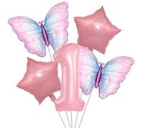 Set di palloncini a farfalla for decorazioni compleanno for bambine, 1-9 anni, palloncino in lamina a forma rosa for e matrimonio a tema Per Compleanno(Pink 1)