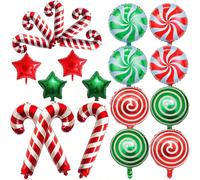 Set di palloncini a forma di stella a cinque punte a forma di caramella di Natale, decorazione per feste natalizie felici con palloncini rosa, rossi e verdi, ideale per decorare la cena in famiglia o 