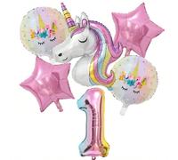 Set di palloncini a tema unicorno, decorazioni per feste di compleanno, unicorno arcobaleno 7,5,9,2,3,4,6,8,1,0Polietilene