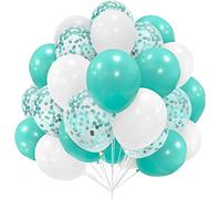 Set di palloncini blu e bianchi, 30 pezzi, 30,5 cm, coriandoli in lattice turchese con nastro, per griglie, ragazzi e donne, decorazioni per feste di compleanno, baby shower, matrimoni e fidanzati