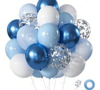Set di palloncini blu e bianchi, 60/120 pezzi da 12 pollici, palloncini metallizzati blu, palloncini blu perla, palloncini blu chiaro, palloncini blu e bianchi per festa di nascità, compleanno, addio 