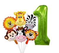 Set di palloncini con animali della per feste di compleanno, palloncini e palloncini con animali dello zoo, per i primi, secondi o terzi compleanni e feste a tema "Wild One" per baby shower