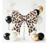 Set di palloncini con fiocco leopardato con stampa ghepardo per Sweet 16, 16 pezzi oversize da 96,5 cm con coriandoli neri, oro e bianchi, decorazioni per feste di compleanno per ragazze adolescenti