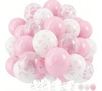 Set di palloncini con fiocco rosa e bianco, palloncini in lattice da 12 pollici perfetti per compleanni, festa di nascità, matrimoni, rivelazione del , fidanzamenti, addii al nubilato, tema fiocco, pr