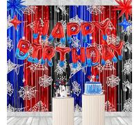 Set di palloncini decorativi per feste di compleanno con ragno a tema di buon compleanno banner stella palloncini in lamina 2 pezzi ragnatela orpelli lamina frange tende per uomini festa di compleanno