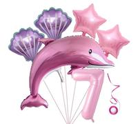 Set di palloncini delfino settimo compleanno ragazza rosa compleanno per bambini ragazza compleanno delfino palloncino 7 anni oceano compleanno decorazione 7 anni XXL numero 7 numeri palloncino rosa o