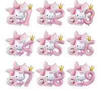 Set di palloncini digitali Sanrio, decorazioni per feste a tema rosa e carina di Hello Kitty, set per decorazioni festa di compleanno a tema Hello Kitty, palloncini a forma di numeri Hello Kitty, deco