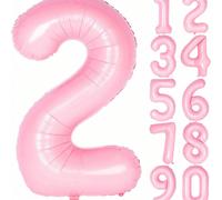 Set di palloncini giganti rosa pastello da 40 pollici con numeri da 0 a 9 - Numeri in foil autogonfiabili ad elio adatti per il primo compleanno del bambino, baby shower, feste principessa e gender re