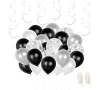 Set Di Palloncini In Bianco E Nero Da 30 Pezzi Con 1 Rotolo Di Nastro, Ciondolo A Spirale Da 6 Pezzi, Decorazione Con Palloncini, Decorazione Per Feste Di Vacanza