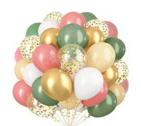 Set di palloncini in lattice con coriandoli dorati metallizzati, 30,5 cm, colore verde salvia verde oliva, rosa polveroso e bianco