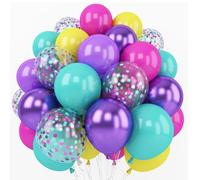 Set di palloncini in lattice da 30,5 cm, rosa, blu, viola, giallo, con coriandoli rosa, blu, viola, per matrimoni, compleanni, feste, decorazioni (PK+BL+PU+YE)