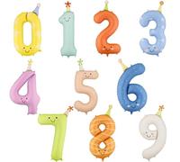 Set di palloncini in pellicola con numeri da 0 a 9 pastello, decorazione di compleanno per bambini, accessori per feste
