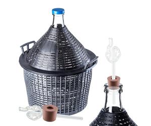Set di palloncini in vetro KADAX da 10L, palloncino per fermentazione con cestino in plastica e accessori per fermentazione, tappo in gomma, tubicino di fermentazione, apertura stretta, palloncino per