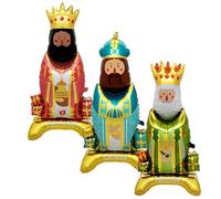 Set di palloncini King - Decorazione a tema Three Kings Day, teste di re arancione, bianco, marrone | Forniture per feste di compleanno e decorazioni natalizie per celebrazioni di eventi festivi e man