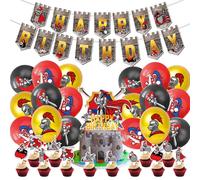 Set di palloncini medievali a tema di compleanno, per feste di compleanno per bambini, con Happy Birthday Pull Tab, inserire torte e palloncini in lattice